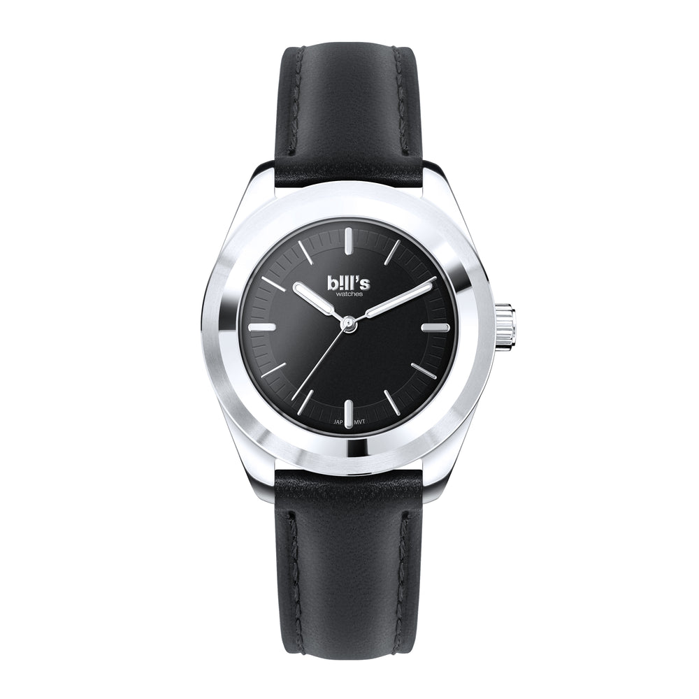 Twist 37 Leather Watch - Black / Silver Black