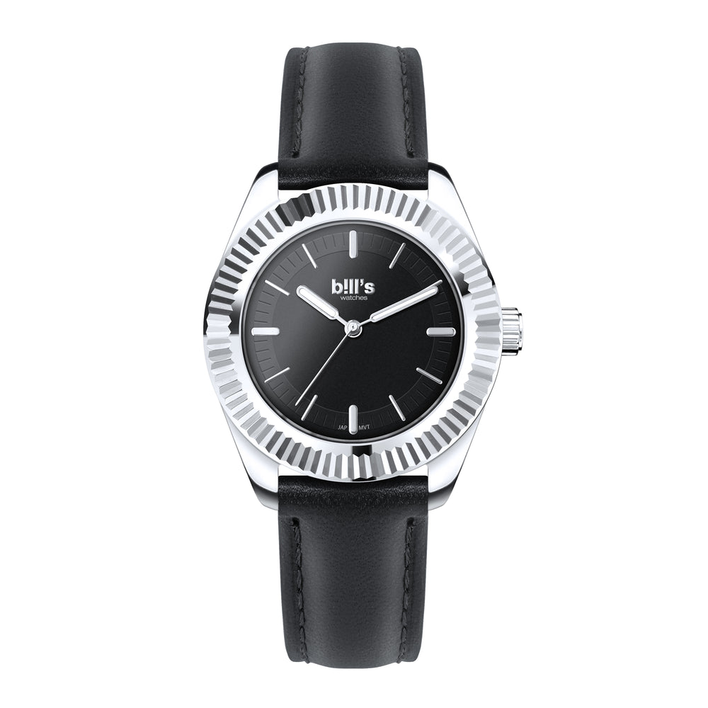 Twist 37 Leather Watch - Black / Silver Black