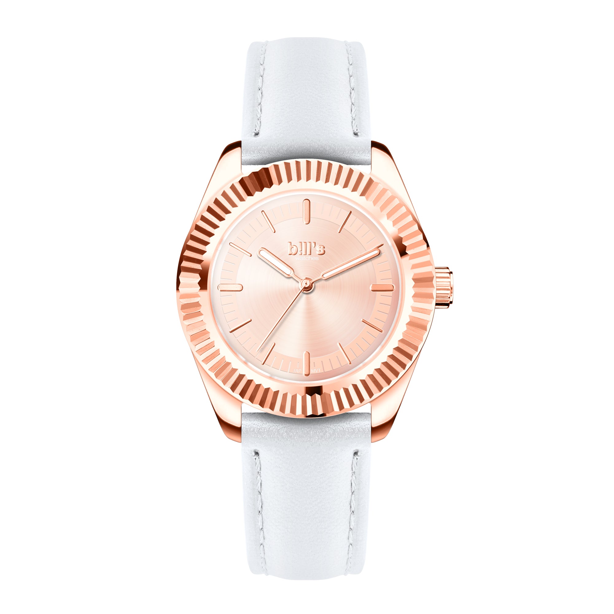 Twist 37 Leather Watch - White / Full Rose Gold