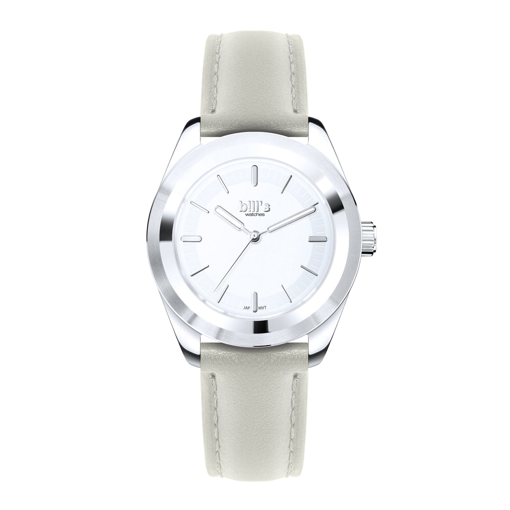 Twist 37 Leather Watch - Light Gray / Silver White