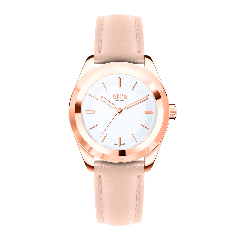 Twist 37 Leather Watch - Nude / Rose Gold White