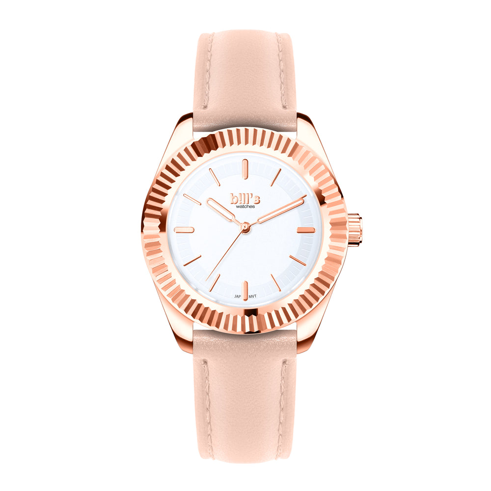 Twist 37 Leather Watch - Nude / Rose Gold White