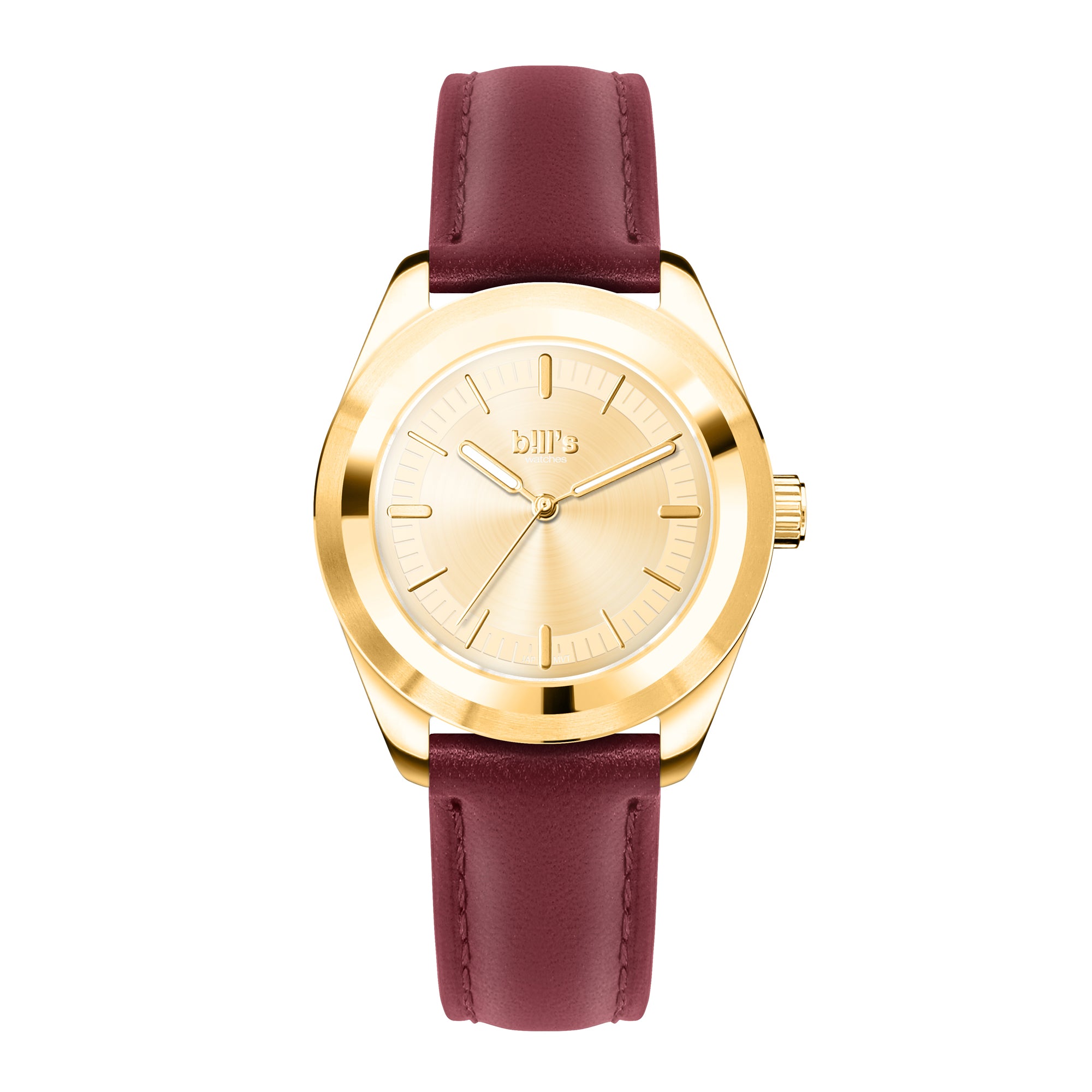 Twist 37 Leather Watch - Burgundy / Full Gold
