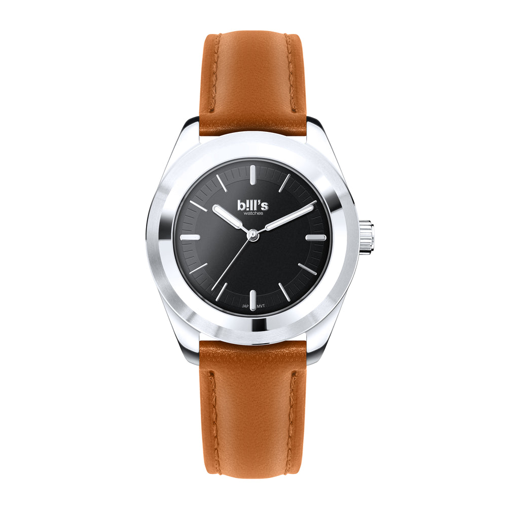 Twist 37 Leather Watch - Camel / Silver Black