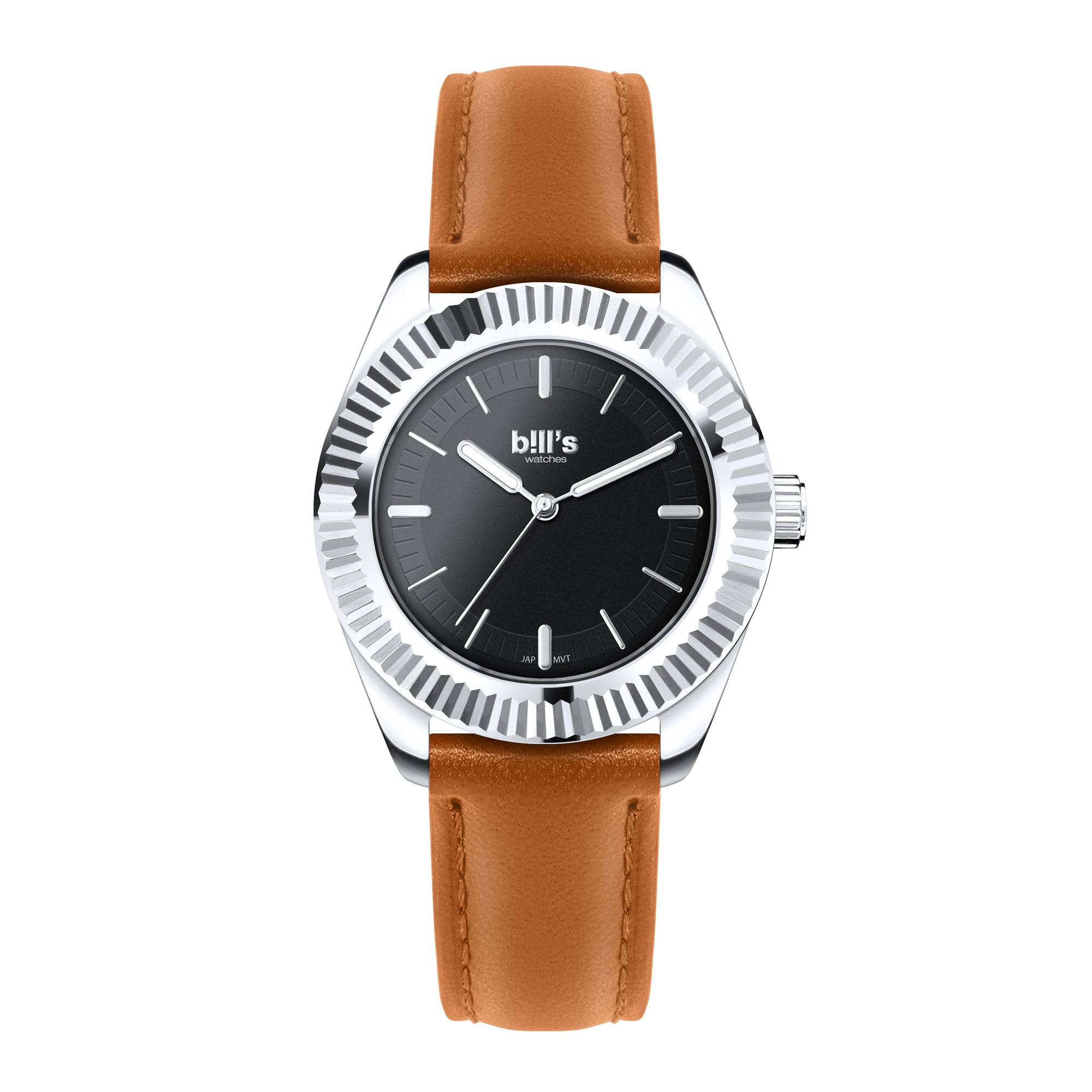 Twist 37 Leather Watch - Camel / Silver Black