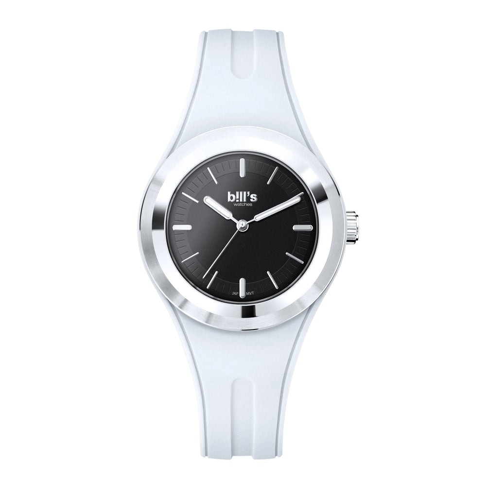 Twist 37 Silicone Watch - White / Silver Black
