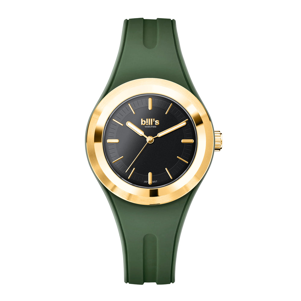 Twist 37 Silicone Watch - Khaki Green / Gold Black