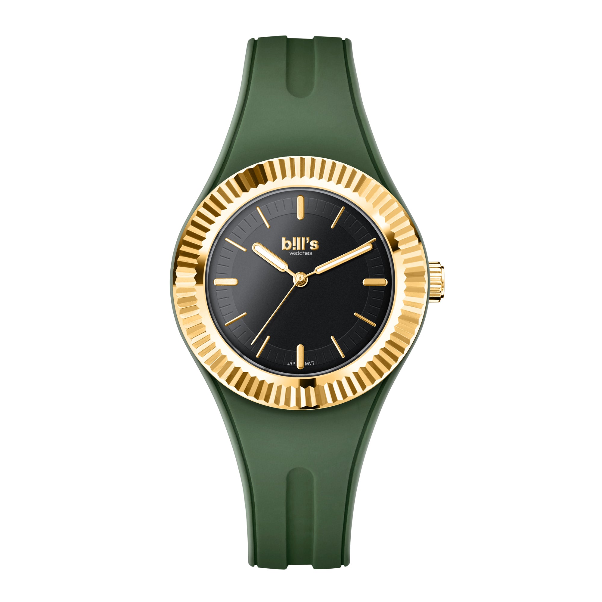 Twist 37 Silicone Watch - Khaki Green / Gold Black