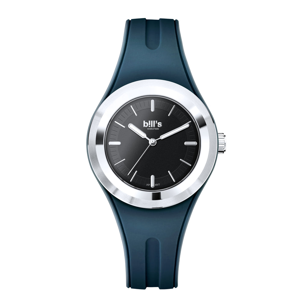 Twist 37 Silicone Watch - Navy Blue / Silver Black