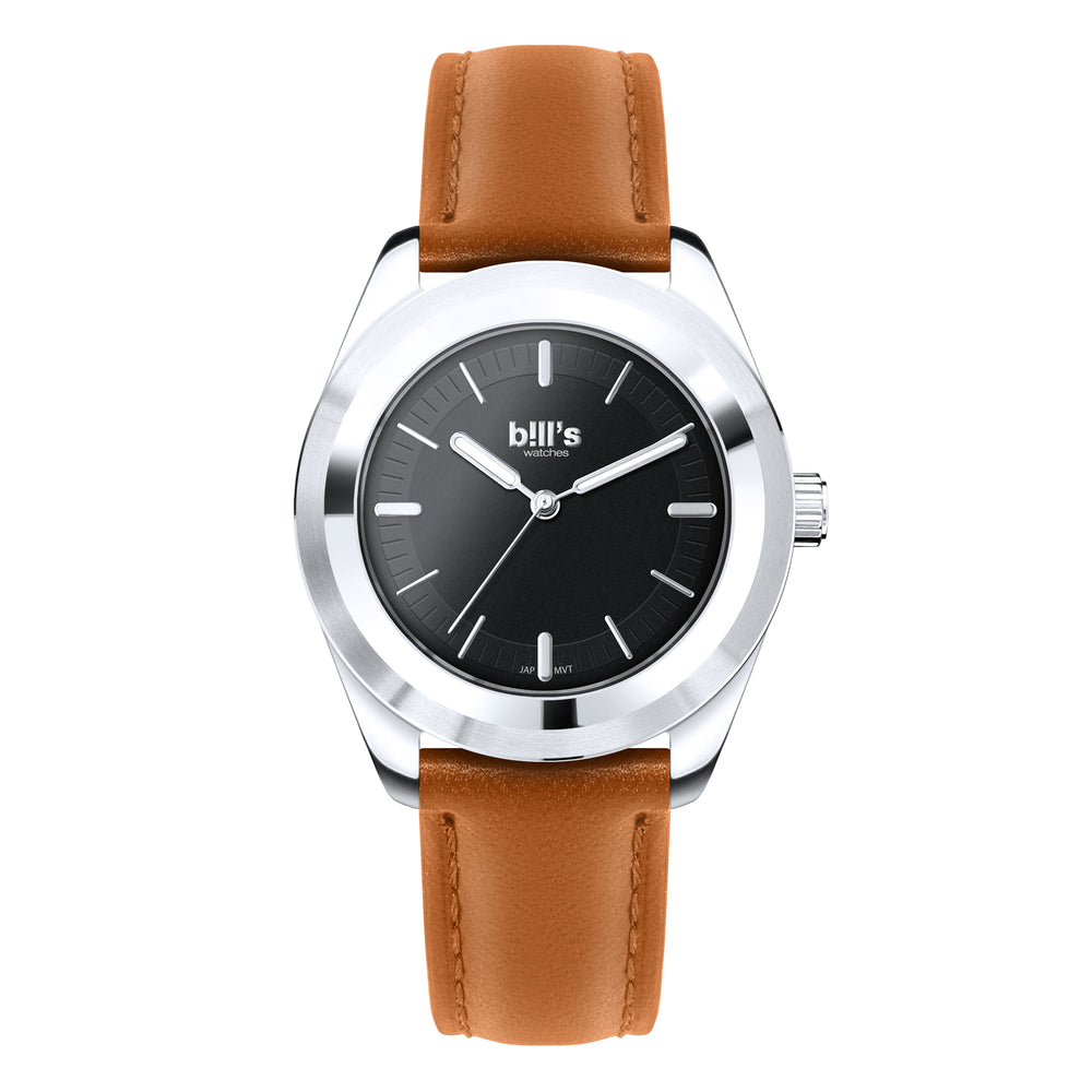 Twist 40 Leather Watch - Camel / Silver Black