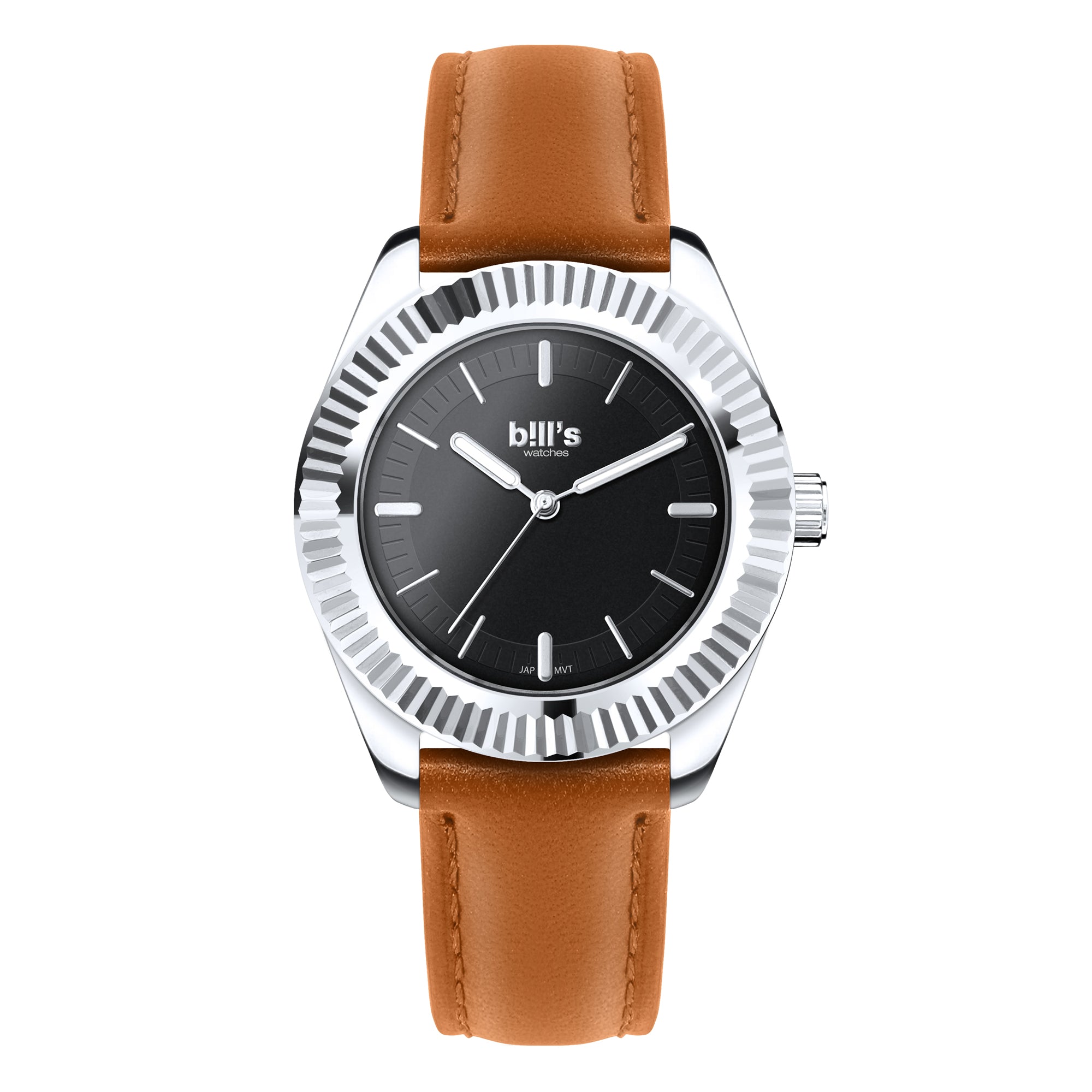 Twist 40 Leather Watch - Camel / Silver Black