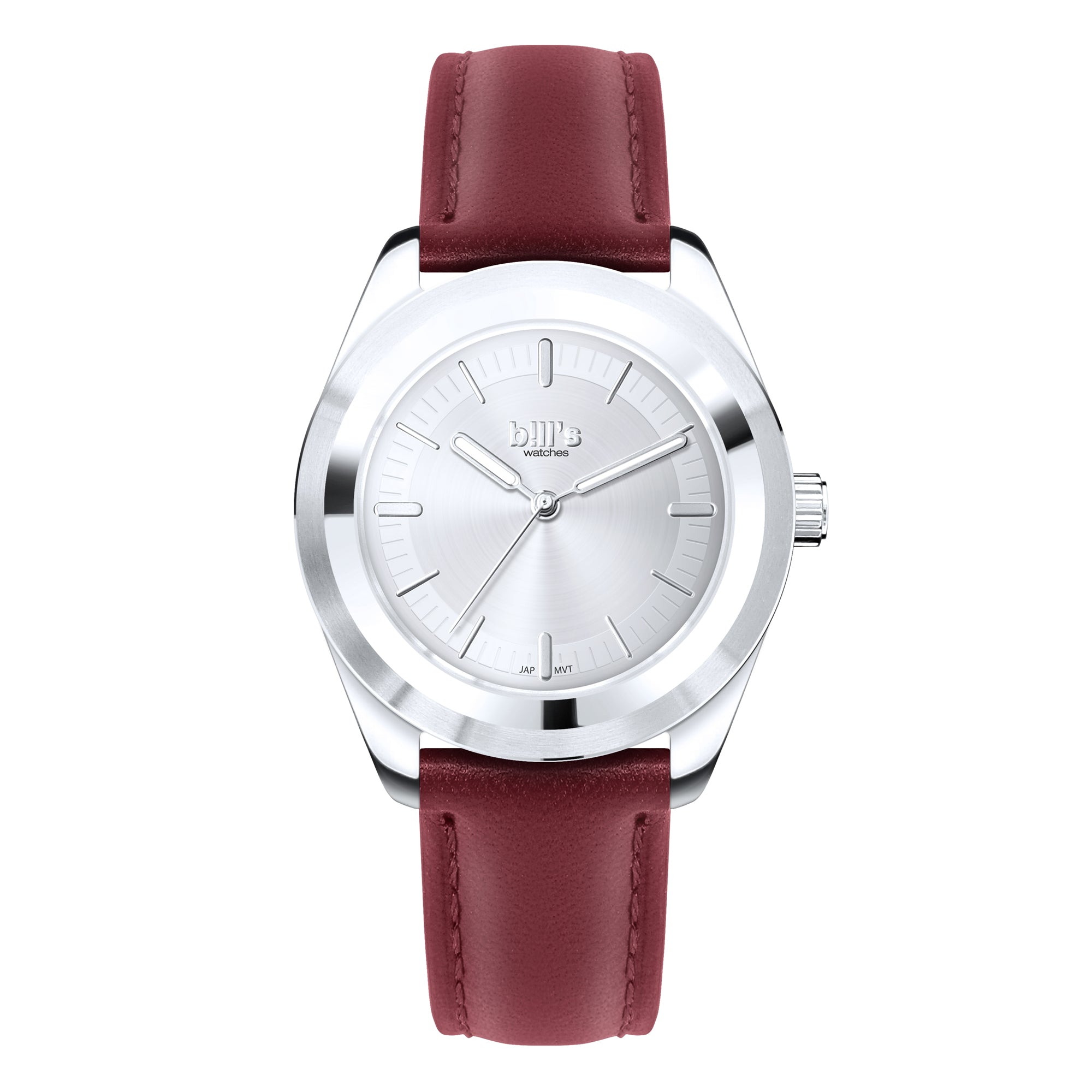 Twist 40 Leather Watch - Burgundy / Full Silver