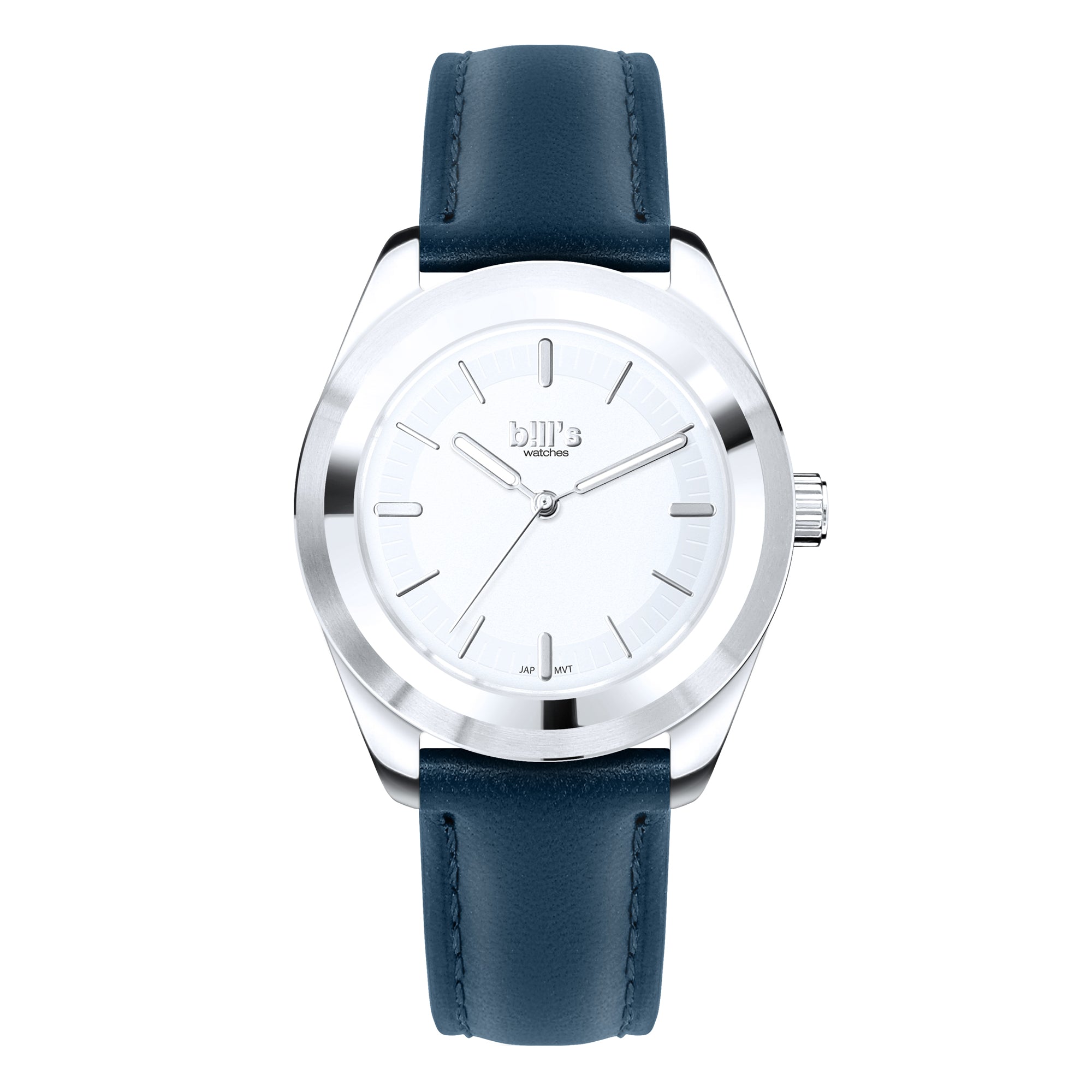 Twist 40 Leather Watch - Navy Blue / Silver White