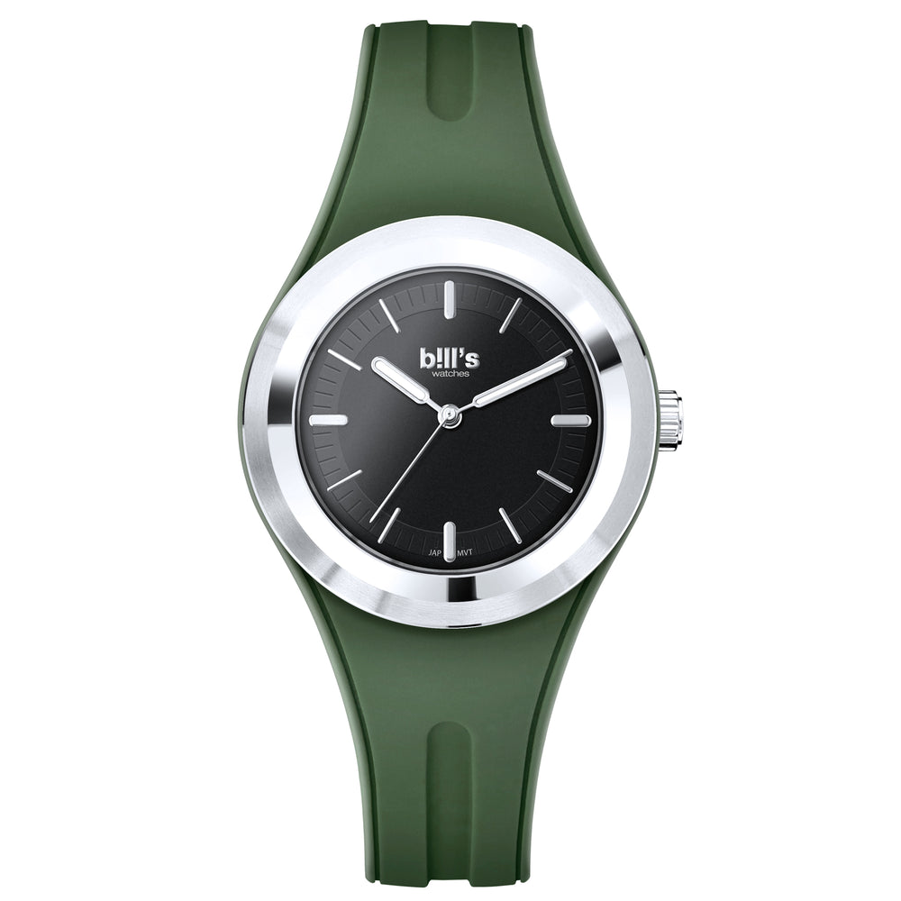 Twist 40 Silicone Watch - Khaki Green / Silver Black