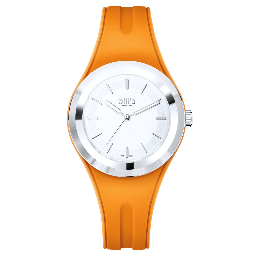 Twist 40 Silicone Watch - Orange / Silver White