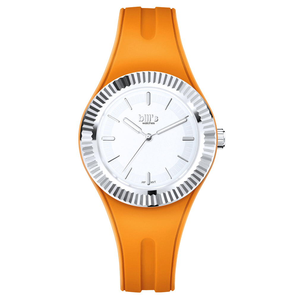Twist 40 Silicone Watch - Orange / Silver White