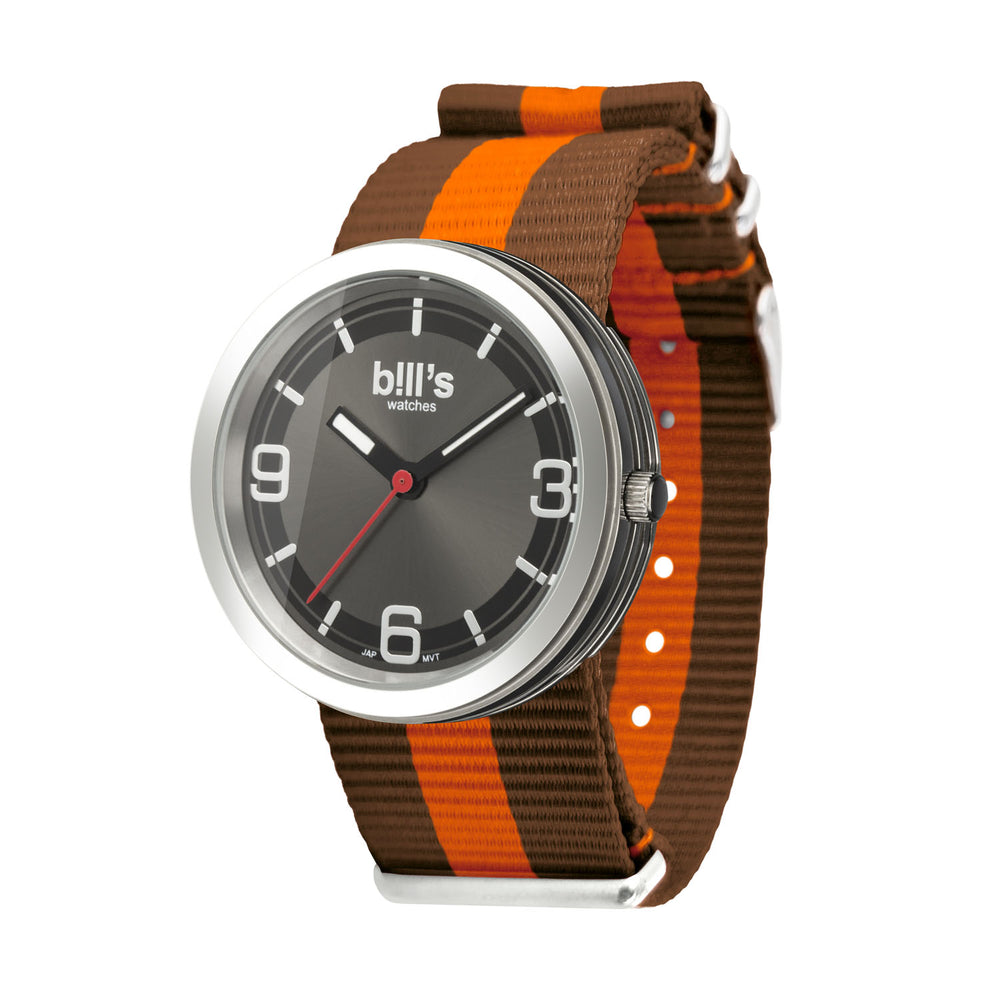 Addict Nylon NATO Watch - Brown / Orange