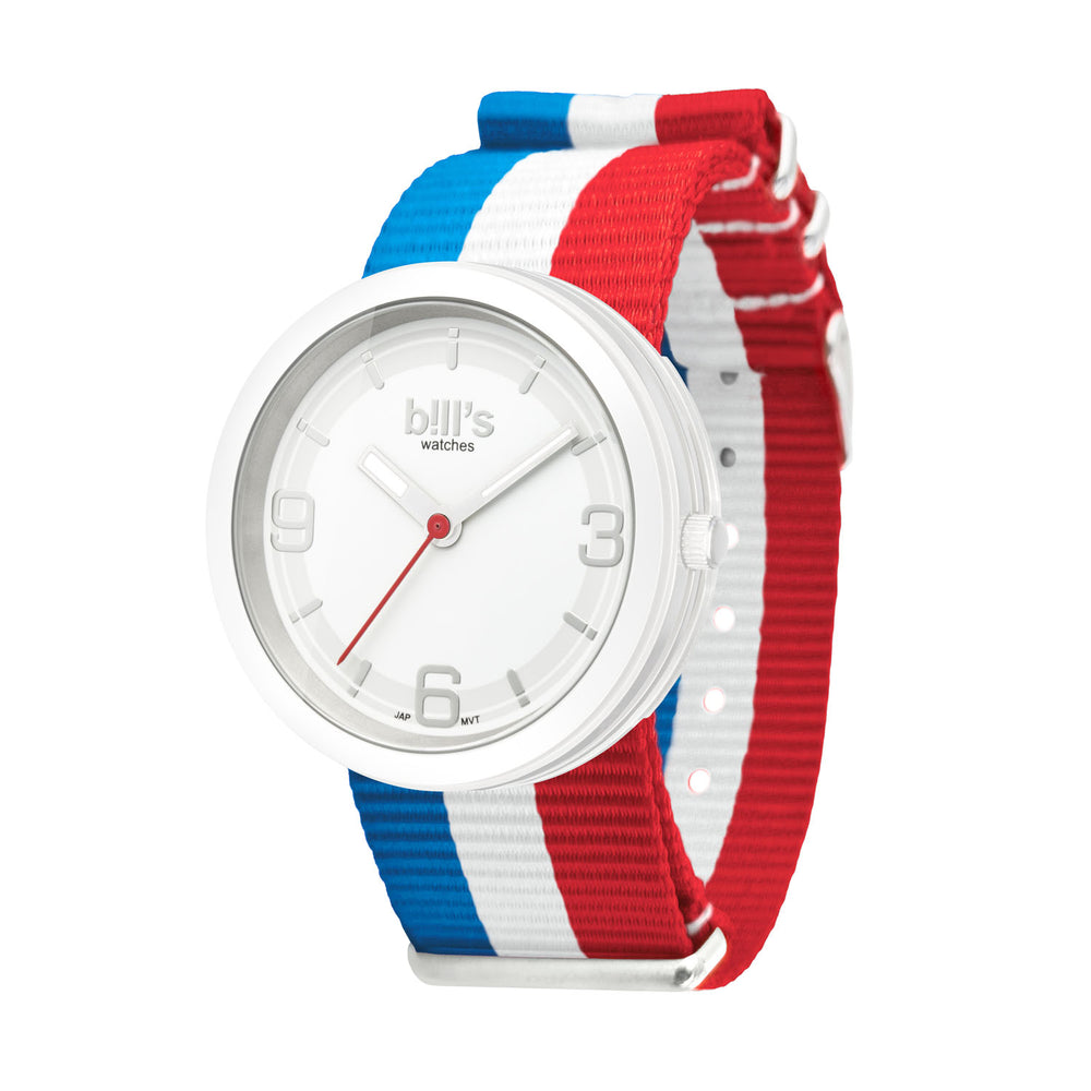 Montre Addict Nylon NATO - Bleu / Blanc / Rouge