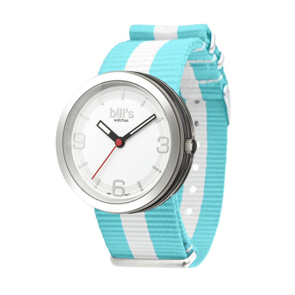 Montre Addict Nylon NATO - Turquoise / Blanc