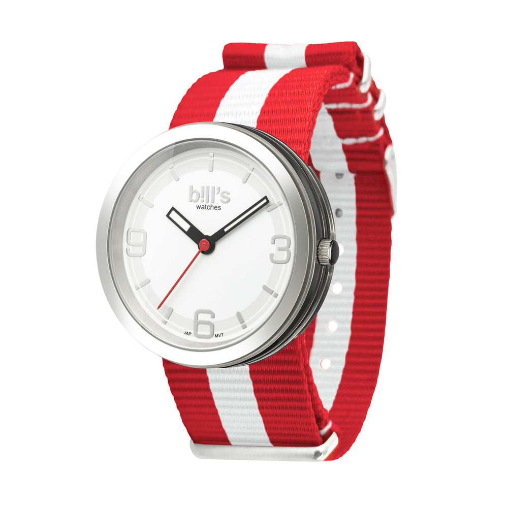 Montre Addict Nylon NATO - Rouge / Blanc