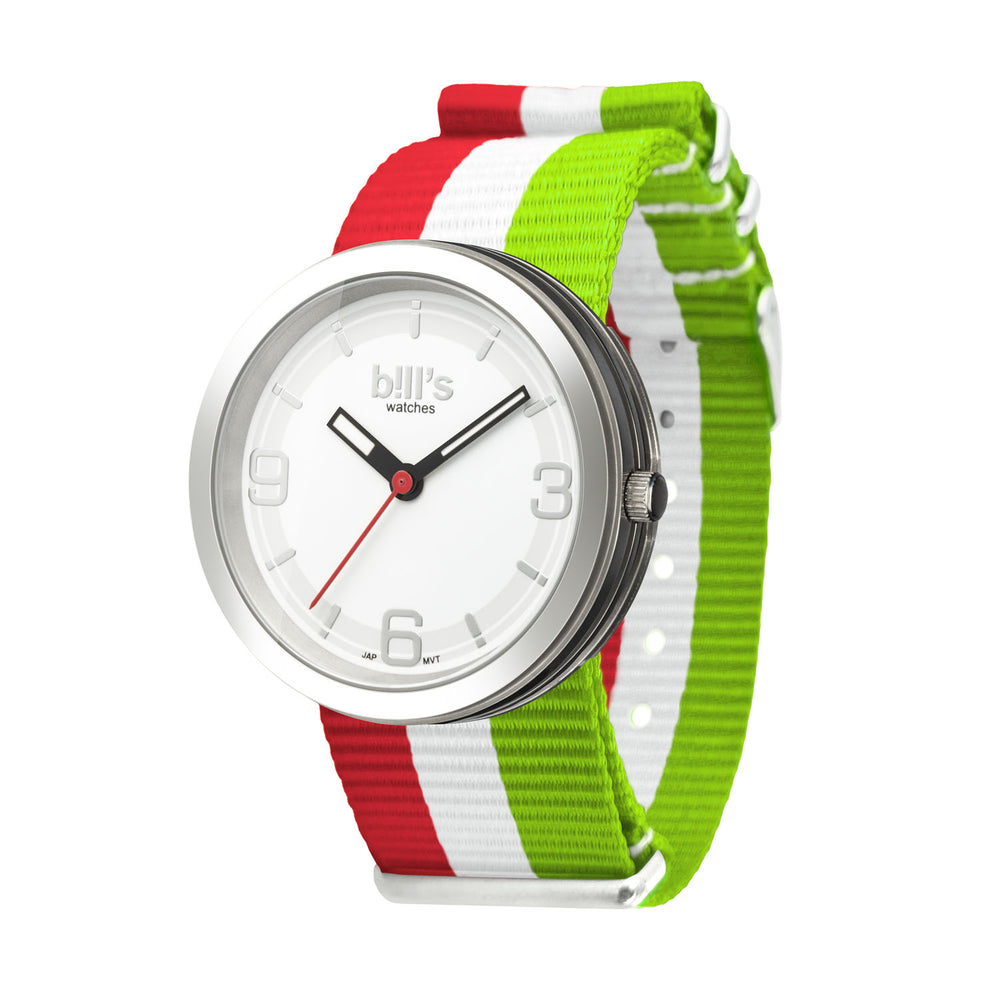 Montre Addict Nylon NATO - Rouge / Blanc / Vert