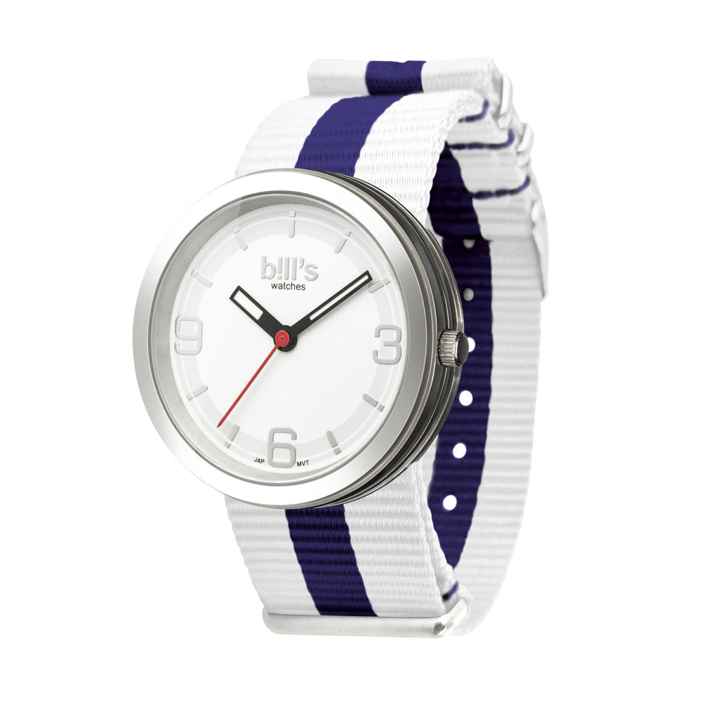 Montre Addict Nylon NATO - Blanc / Bleu Marine